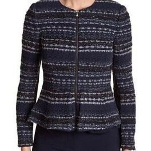 Rebecca Taylor Lurex Tweed Jacker Blazer peplum Zip Front Size 0 $575.00